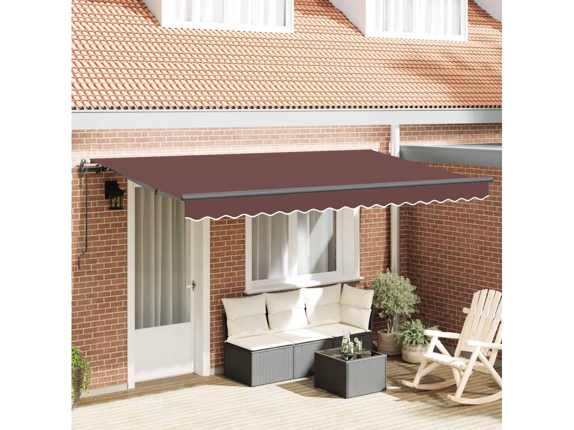 Vidaxl Toldo Retrátil Castanho 400 X 200 Cm Tecido