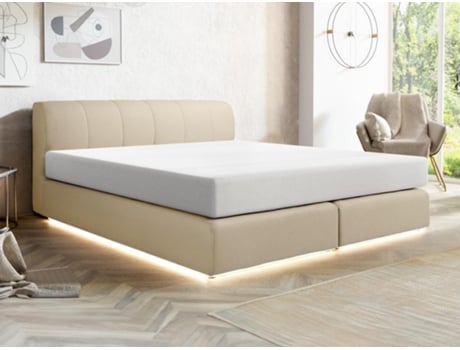 Cama continental OTARU VENTE-UNIQUE Bege 160x200 cm -  - Com sommier