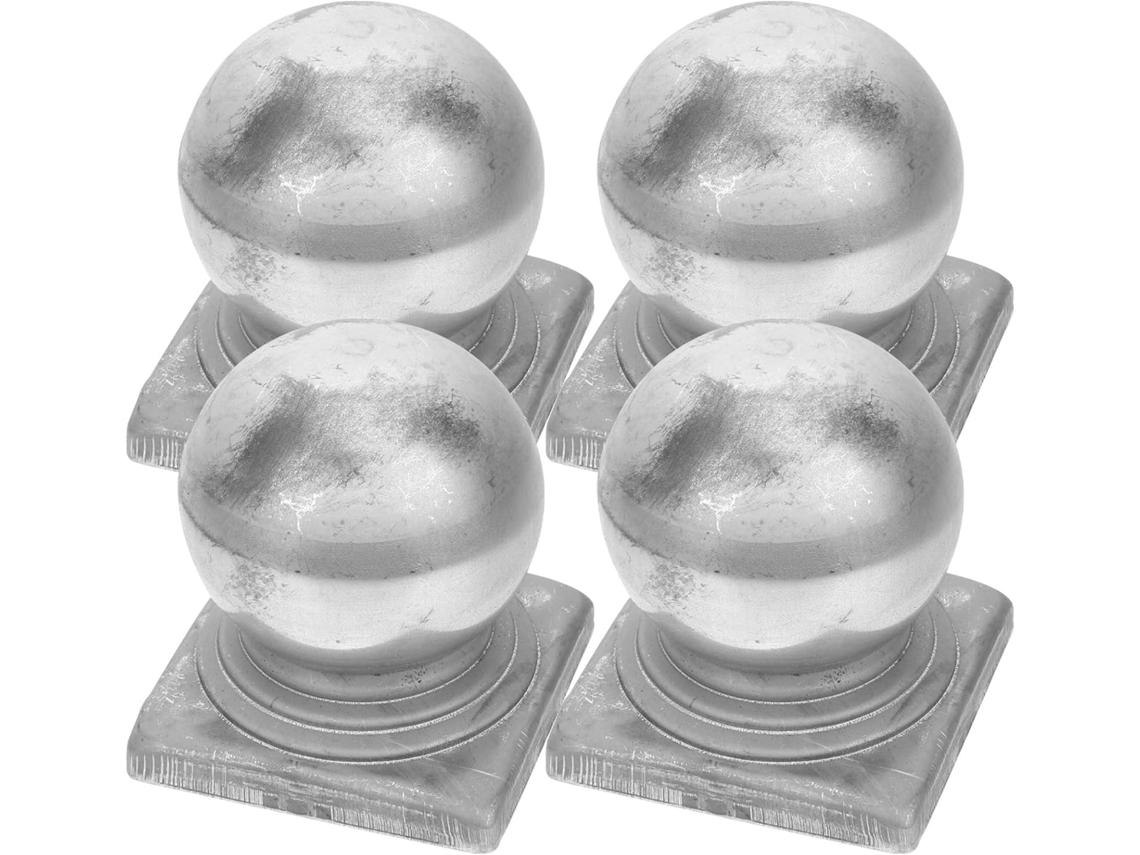 Conjunto De 4 Tampas Quadradas De Aço Zincado Para Postes De Cerca, 80x80 Mm