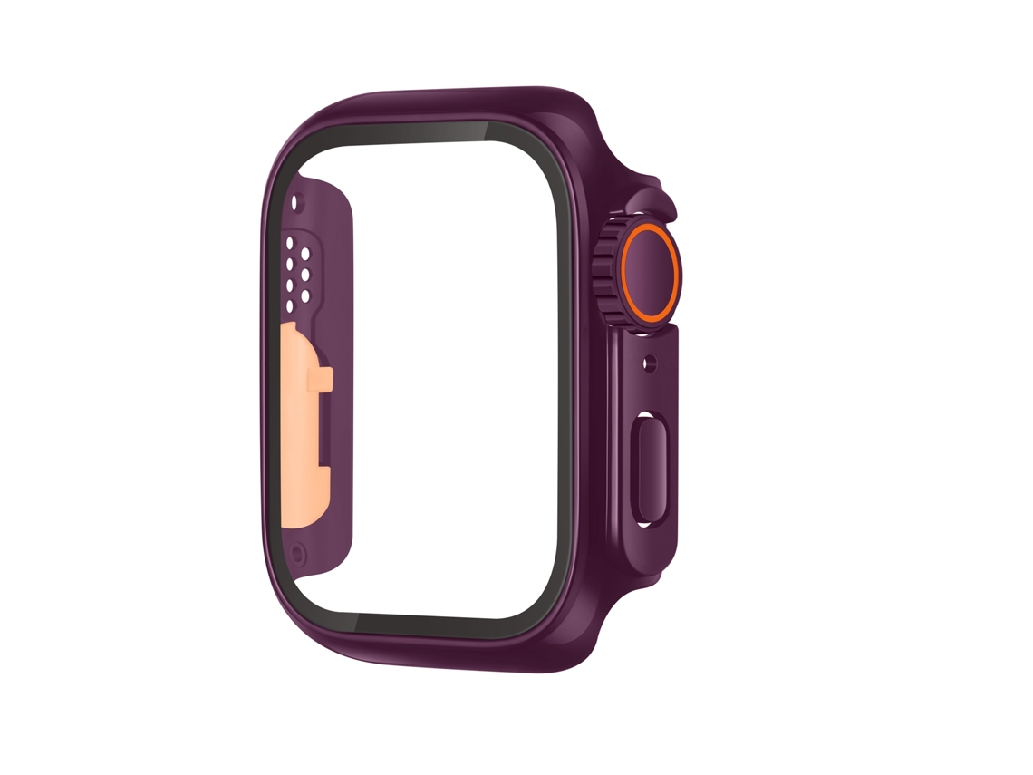 Apple Watch Series 9/8/7 45mm Filme Temperado Híbrido peça Caixa de Relógio Integrada (Roxo Laranja)