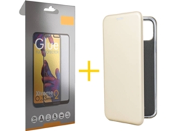 Capa e Película Apple iPhone 11 Pro Max SKYHE Flip Cover 0358 Dourado