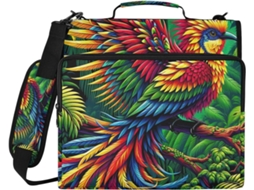 Pasta Organizadora Vibrante Com Estampa De Pássaros Tropicais, Estojo Com Zíper, Suporte Arquivos Com 3-argolas