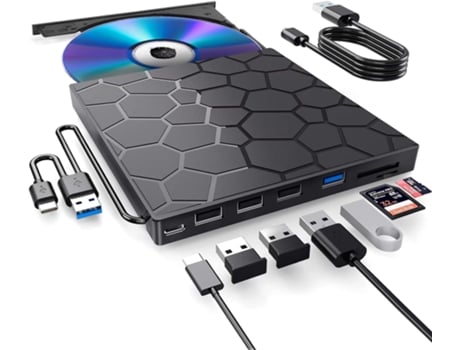 Gravador De Dvd Externo Usb C/usb 3.0 Ultrafino Gravador De Cd/dvd Portátil Com Leitor De Cartão Sd/tf Para Laptops Mac E Windows Mang Guo