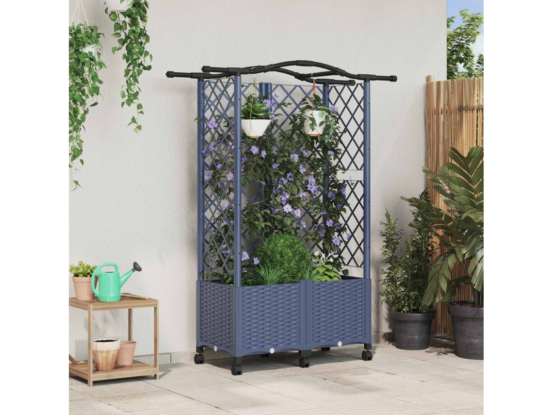 Vidaxl Cama Elevada Com Treliça E Telhado Cinzento 122 X 40 X 144 Cm