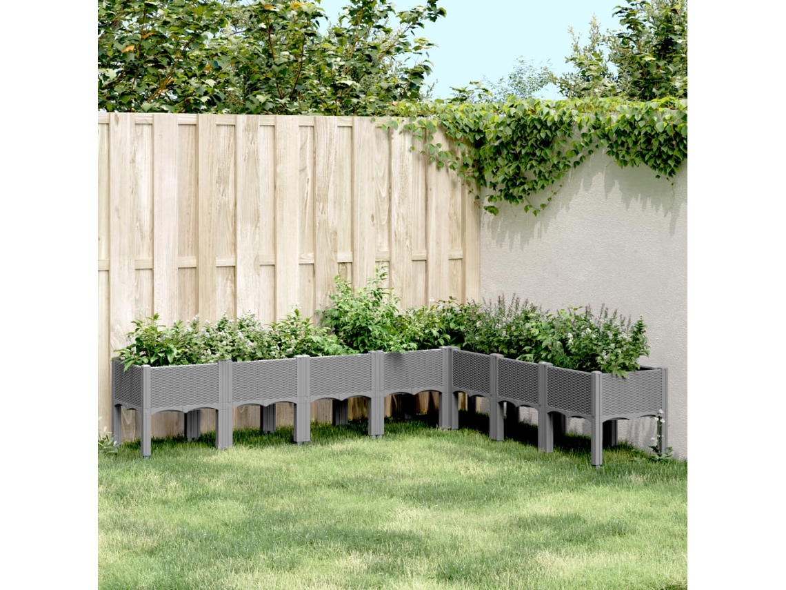 Vidaxl Vaso/floreira De Jardim C/ Pernas 200x160x42 Cm Pp Cinza-claro