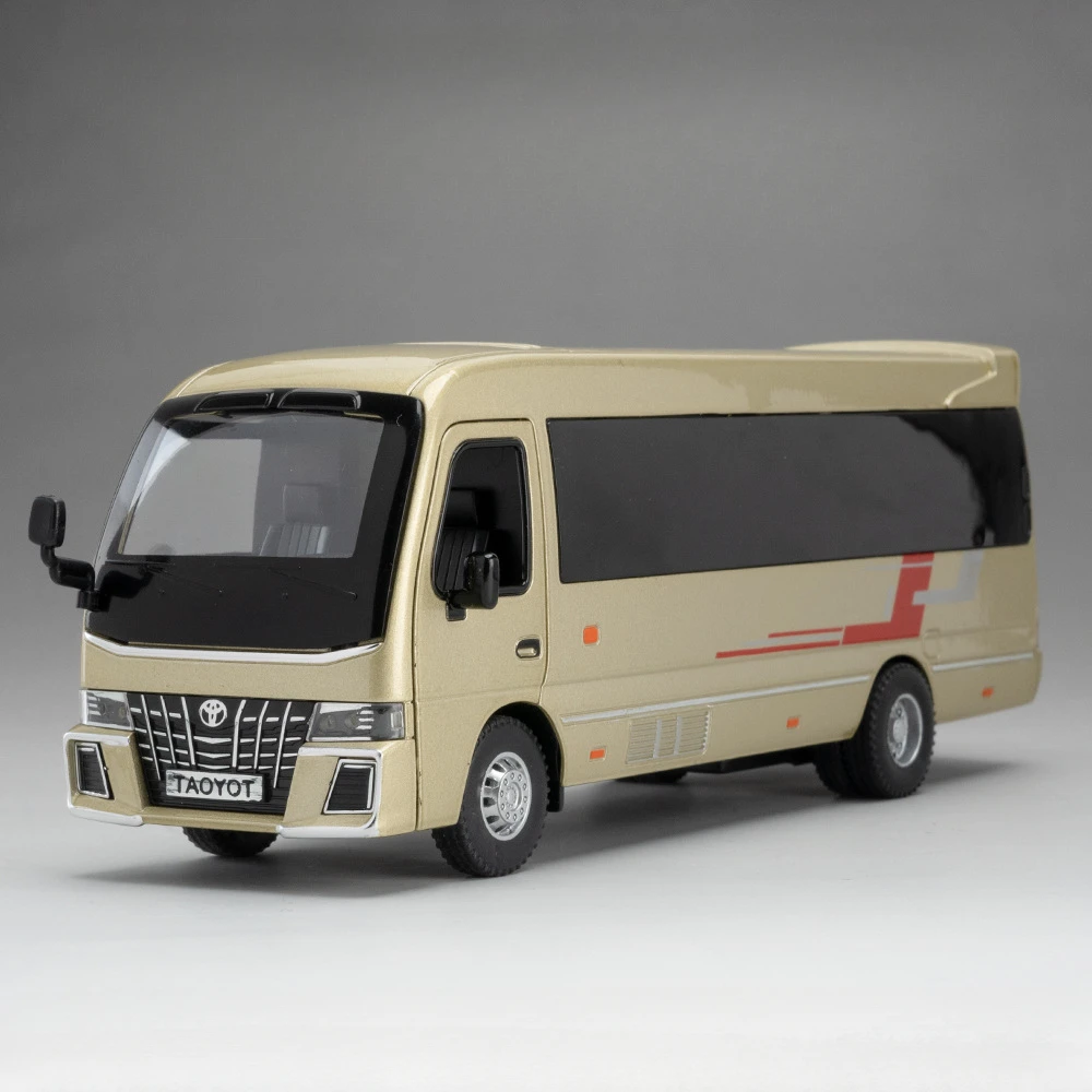 (dourado) Escala 1/32 - Modelo De Ônibus Em Liga Metálica - Portas Que Abrem - Com Funções De Som E Luz