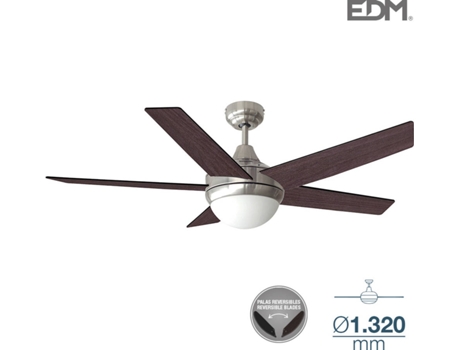 EDM - VENTOINHA DE TETO MODELO ADRIATICO CASTANHO/NIQUEL ACETINADO 60W Ø ASPAS 132 cm  VENTOINHA DE TETO MODELO ADRIATICO CASTANHO/NIQUEL ACETINADO 60W Ø ASPAS 132 cm