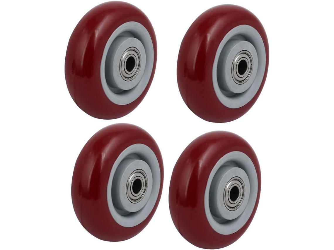 Carrinho com Rodízios de 4 Polegadas de Diâmetro, Vermelho, Conjunto de 4 Peças CHABERLU