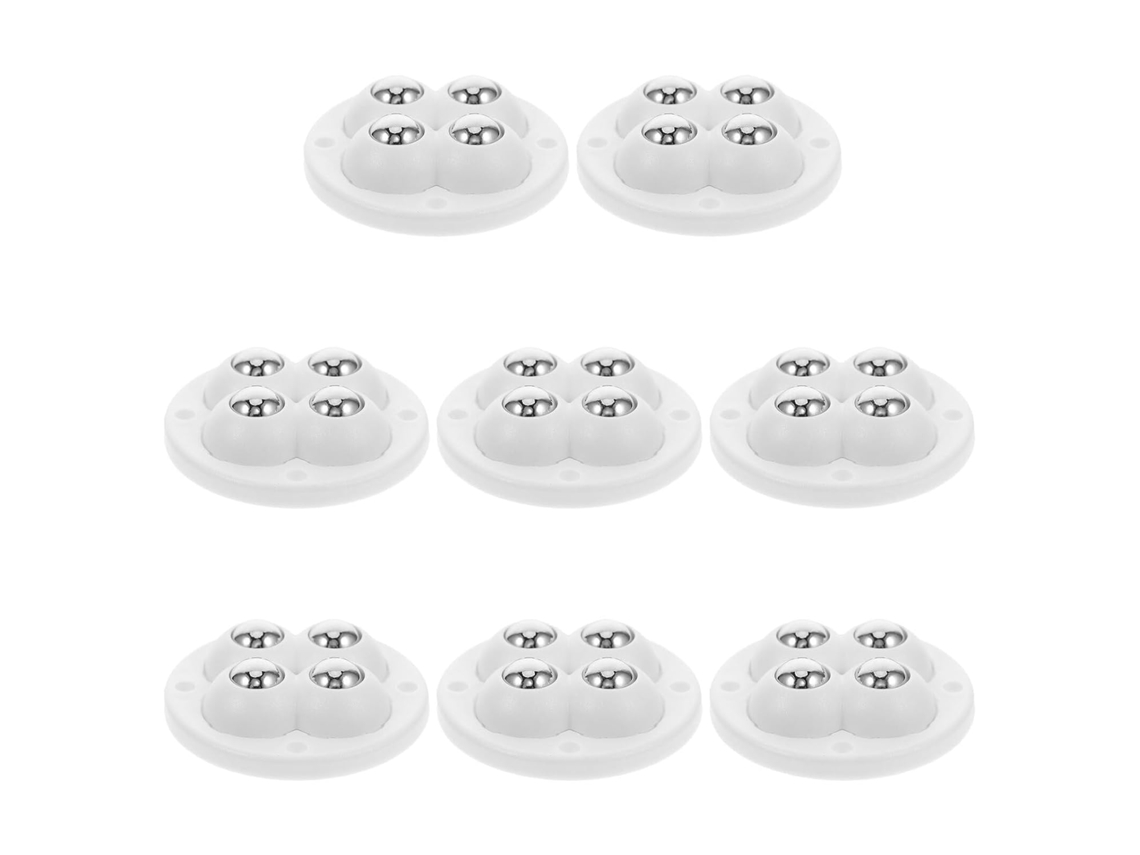 Conjunto De 8 Rodízios Mini Autoadesivos Brancos Em Abs E Aço