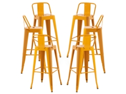 Pack 6 Bancos Torix Encosto 100 Cm - Açafrão Laranja