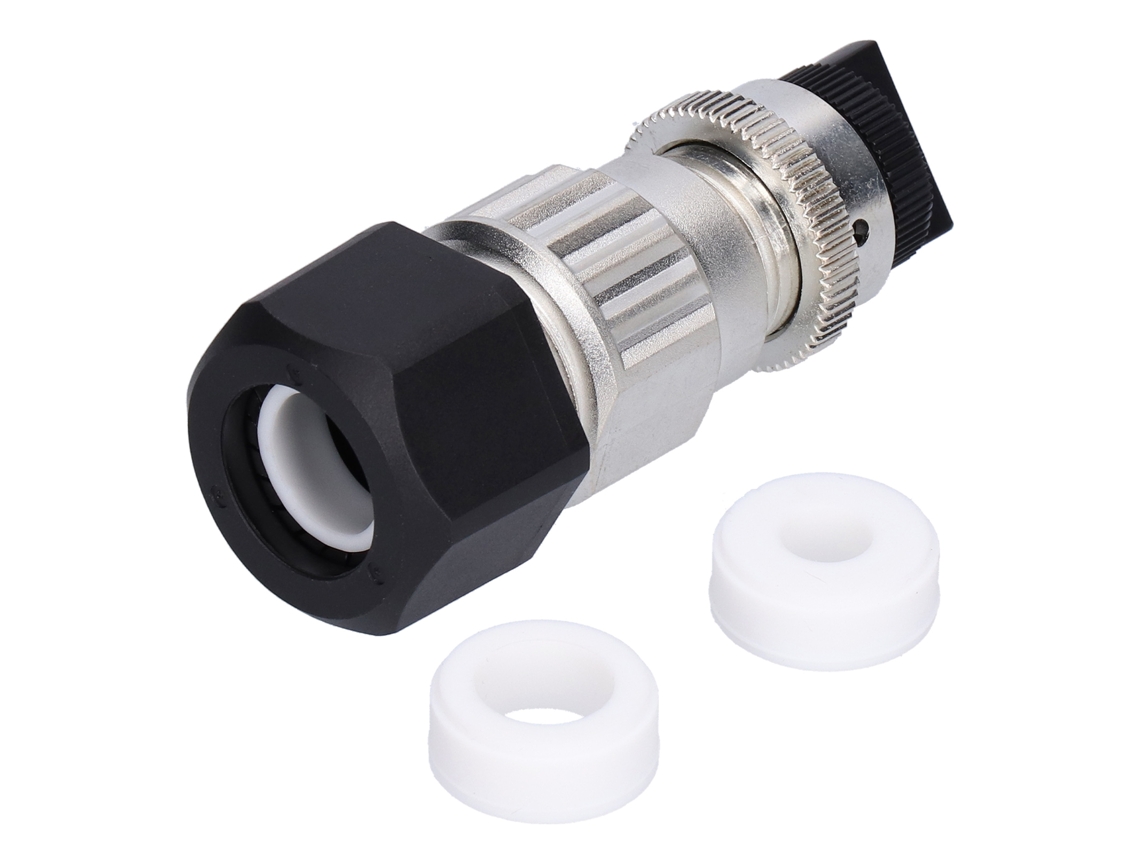 Conector Feminino De Energia Circular De 2 Pinos Com Saída Reta E Manga De Borracha Laxiscreed Para Uso Industrial