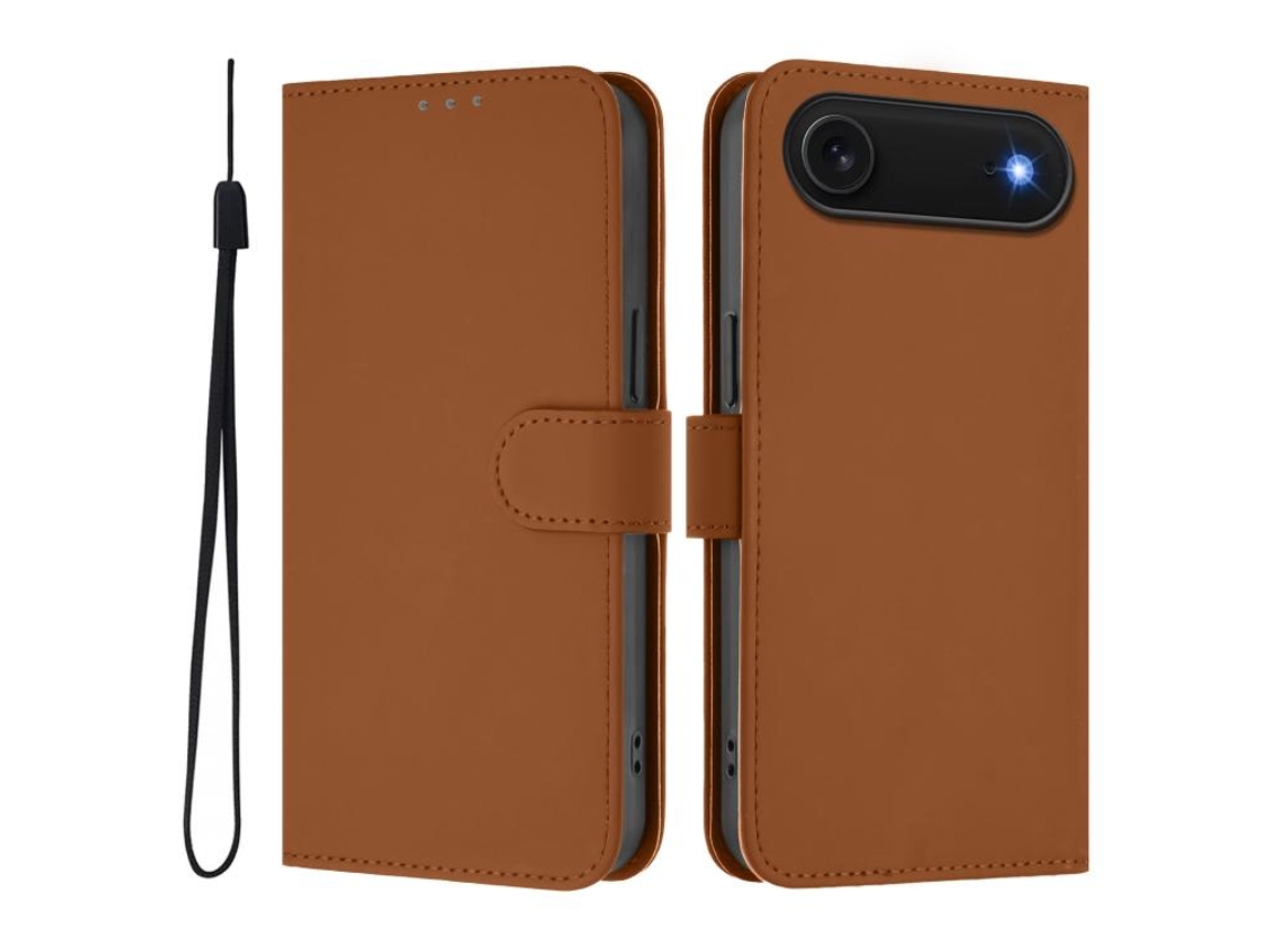 Capa De Couro Sintético Para Iphone Air - Toque Suave - Cor Sólida - Com Cordão
