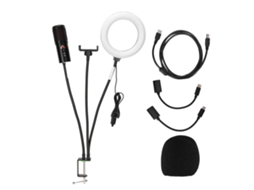 2026zentro-microfone Usb Com Luz De Preenchimento Rgb Botão Mudo Cardióide Kit Para Gravação Podcast Streaming(a6s Com Suporte De Mesa)