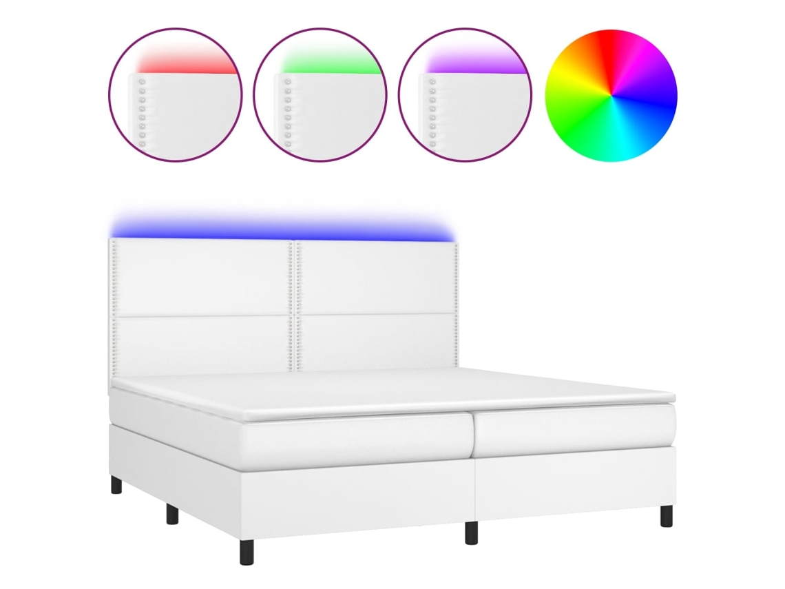 Box Spring Bed, Box Spring Beds Vidaxl Branco Couro Artificial (200 X 200 Cm)