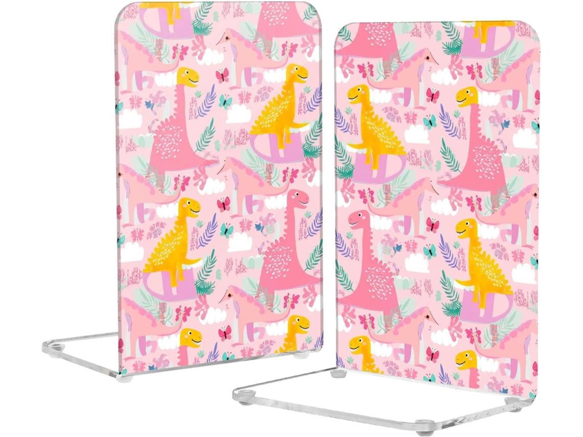 Suporte Para Livros De Computador Em Acrílico Com Dinossauro Rosa Fofo, Organizador De Arquivos Escritório Transparente