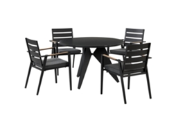 Conjunto De Refeição De Jardim Com Cadeiras Beliani Olmetto/taviano De Alumínio Preto 110x110x74