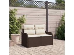 Vidaxl Sofá De Jardim Com Almofada Castanho 121 X 62 X 69cm Vime Pe