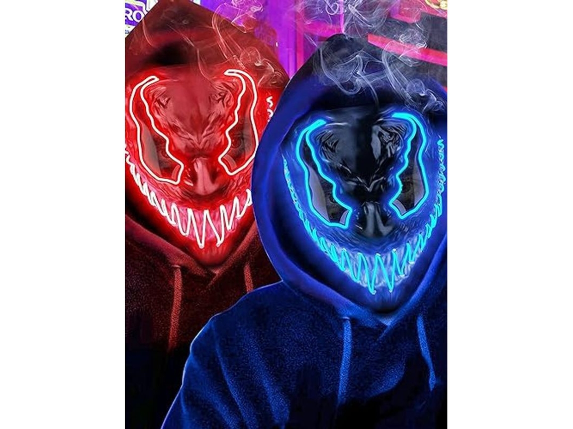 2026 máscara de Terror Led Brillante para Halloween Con 3 Modos de Iluminación para Disfraces de Cosplay, 2 Unidades.
