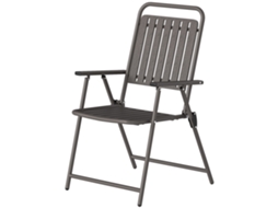 Conjunto De 4 Cadeiras Dobráveis Para Jardim Com Apoios De Braços Encosto E Assento Estrutura Metálica 55x63x93 Cm Castanho