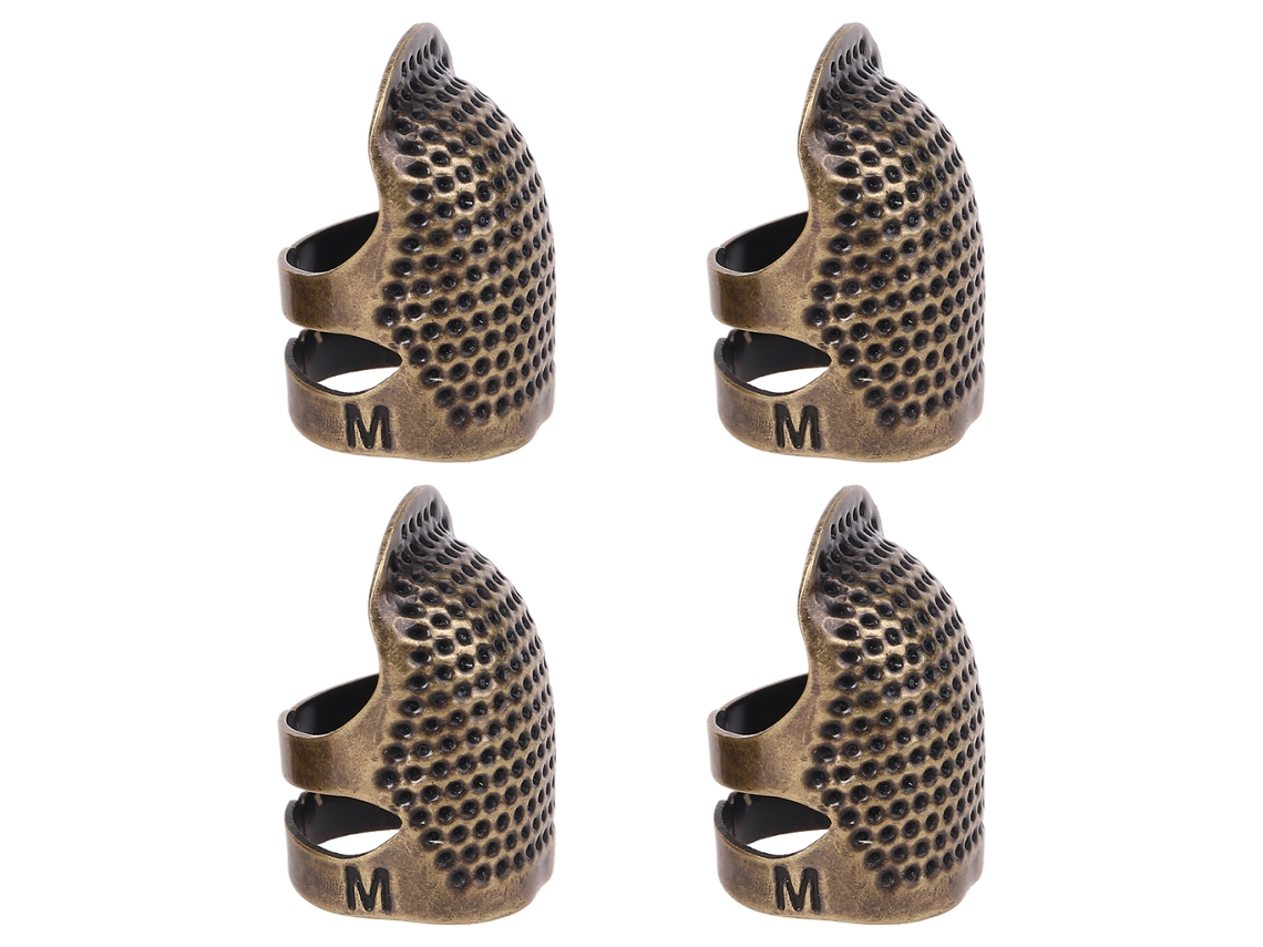 Conjunto de 4 Protetores de Dedo Ajustáveis ​​para Costura, em Metal, para Agulhas e Ferramentas de Bricolagem. AQUAFORGE
