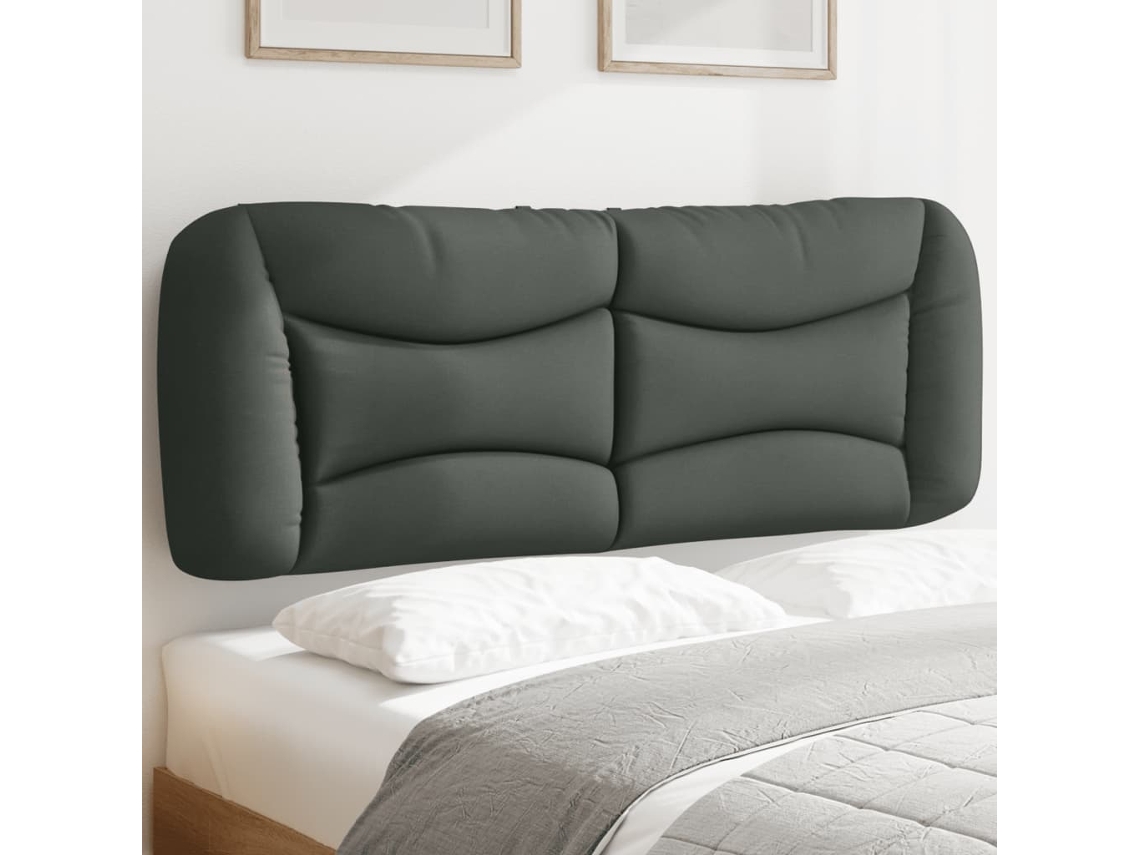 Vidaxl Almofadão De Cabeceira Hvar 140 Cm Tecido Cinzento-escuro