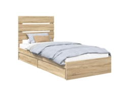 Cama com Armazenamento com Gaveta Carvalho Sonoma 100x200 cm MAISON EXCLUSIVE