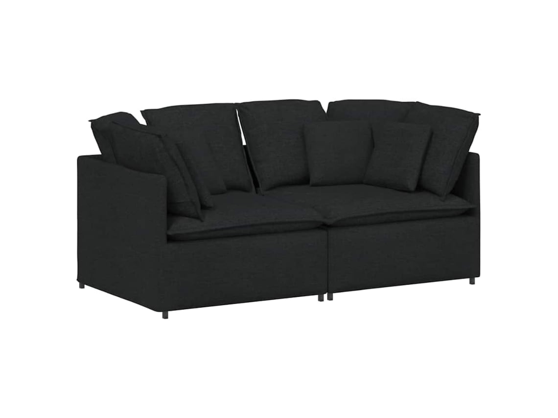 Sofá Modular com Almofadas Tecido Preto MAISON EXCLUSIVE