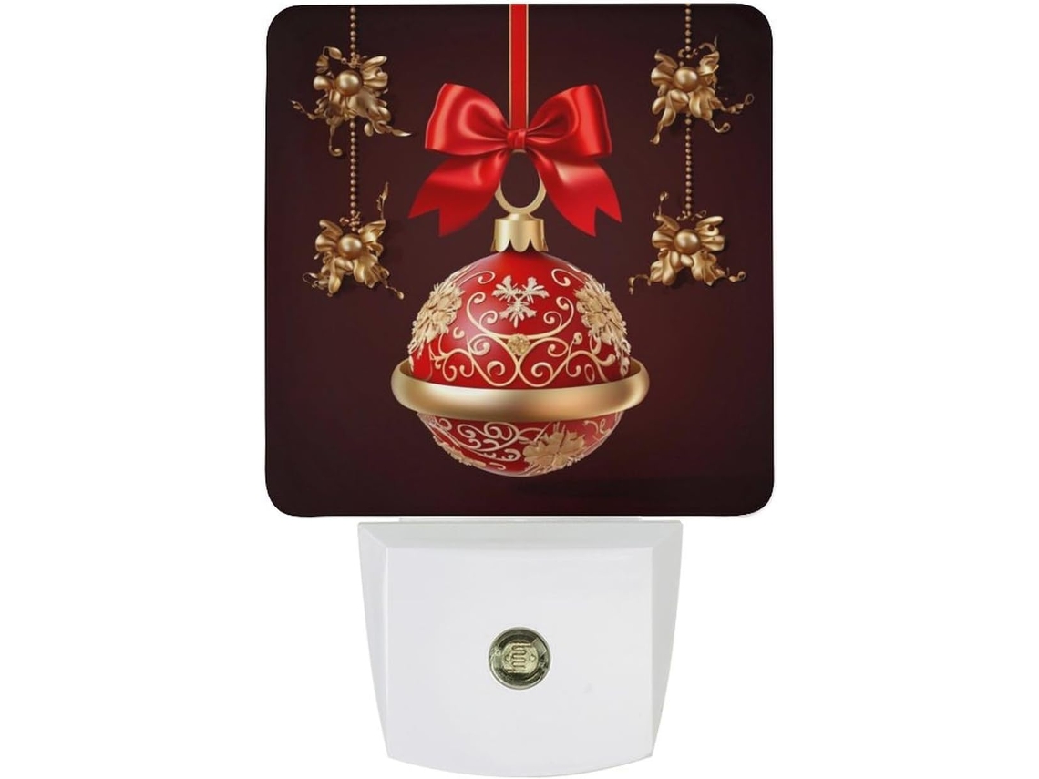 Luminária De Parede Com Plugue, Bola De Natal, Sino, Luz Noturna, Sensor Crepuscular, Luz Led Branca Quente, Lâmpada
