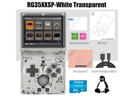 Console De Jogos Portátil Flip De 3,5? Tela Ips, Sistema Linux De 64 Bits, Design Clamshell 64g Viewleaf (jogos 5k)