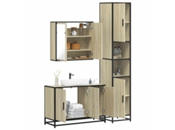 Vidaxl 3 Pcs Conj. Móveis Casa Banho Derivados Madeira Carvalho Sonoma