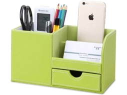 Sistema De Organização Mesa Escritório 4 Compartimentos, Caixa E Porta Canetas Couro Pu