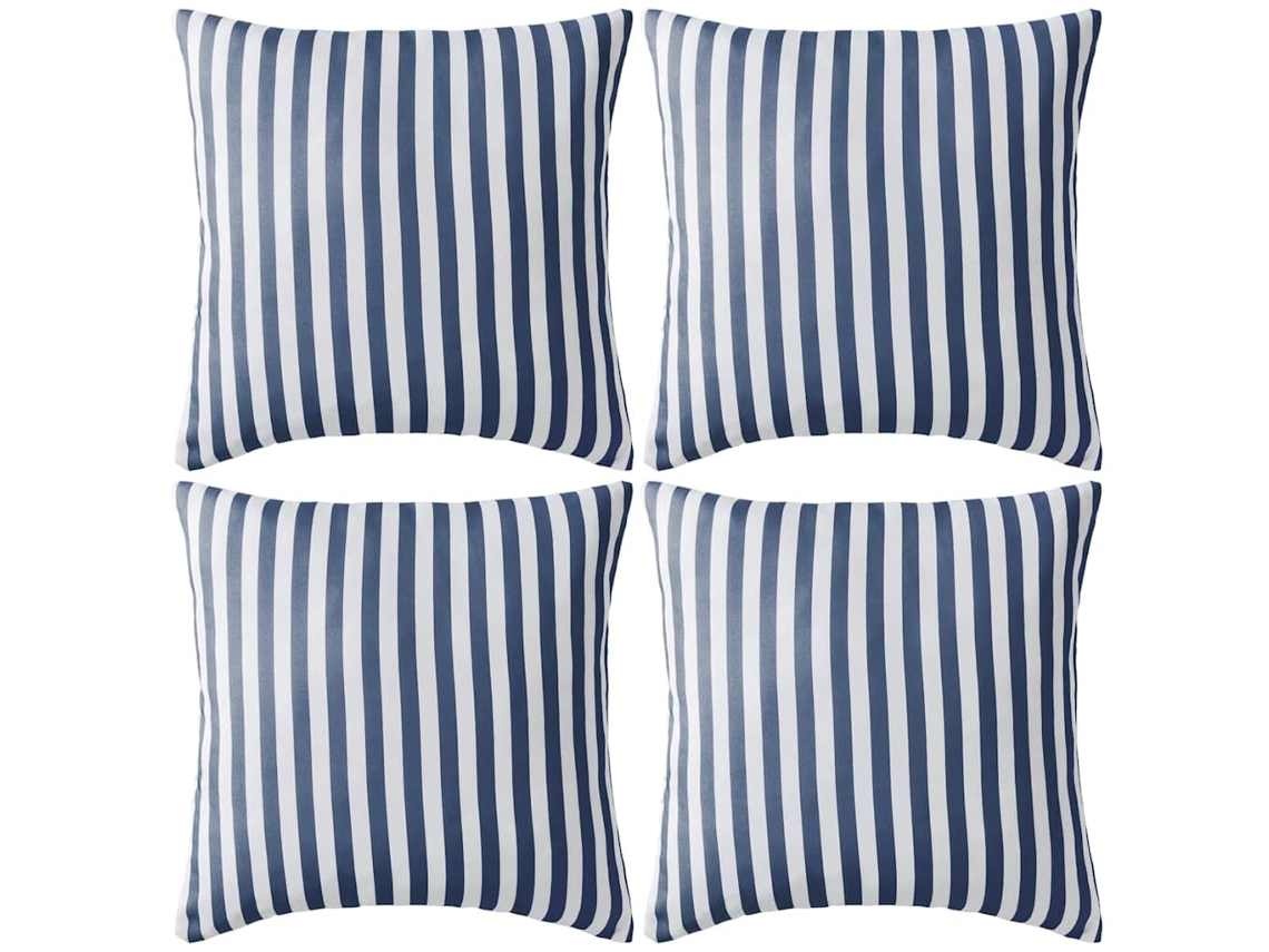 Vidaxl Almofadas Para Exterior 4 Pcs 45x45 Cm Riscas Azul-marinho