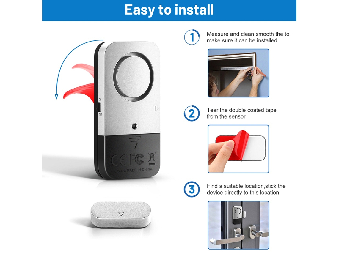 Sensor De Alarma Inalámbrico Para Puertas Y Ventanas Anti-robo Compatible Con Sistema De Seguridad Hogar Inteligente 4 Piezas
