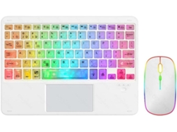 Teclado Bluetooth Retroiluminado Transparente e Colorido de 10 Polegadas para Tablet e Laptop, Branco. SFUSHOS