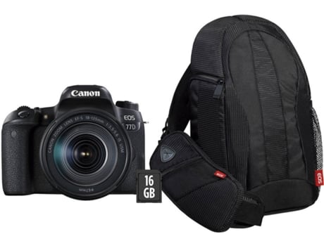 Máquina Fotográfica Reflex CANON EOS 77D 18-135 IS Preto (24.2 MP - Sensor: CMOS - ISO: 100-25.600)