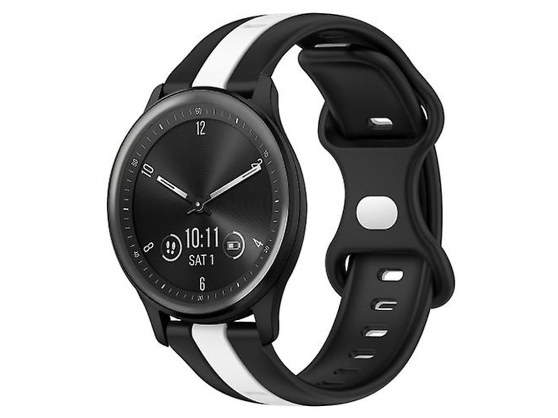 Pulseira Garmin Vivomove Sport De 20 Mm Com Fivela Borboleta, Silicone Bicolor Preta E Branca.