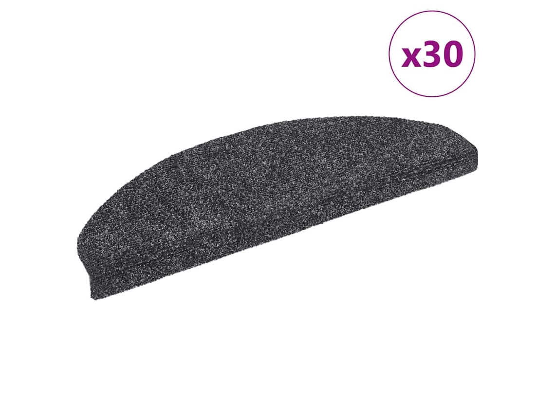 Vidaxl Tapetes De Escada Autoadesivos 30 Peças 65x21x4 Cm Cinza Escuro Semicircular Grande