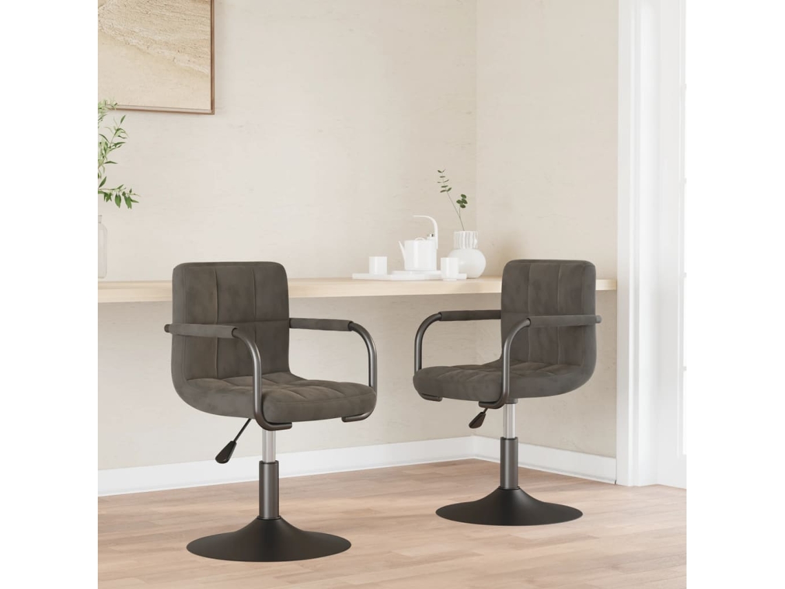 Vidaxl Cadeiras De Jantar Giratórias 2 Pcs Veludo Cinzento-escuro