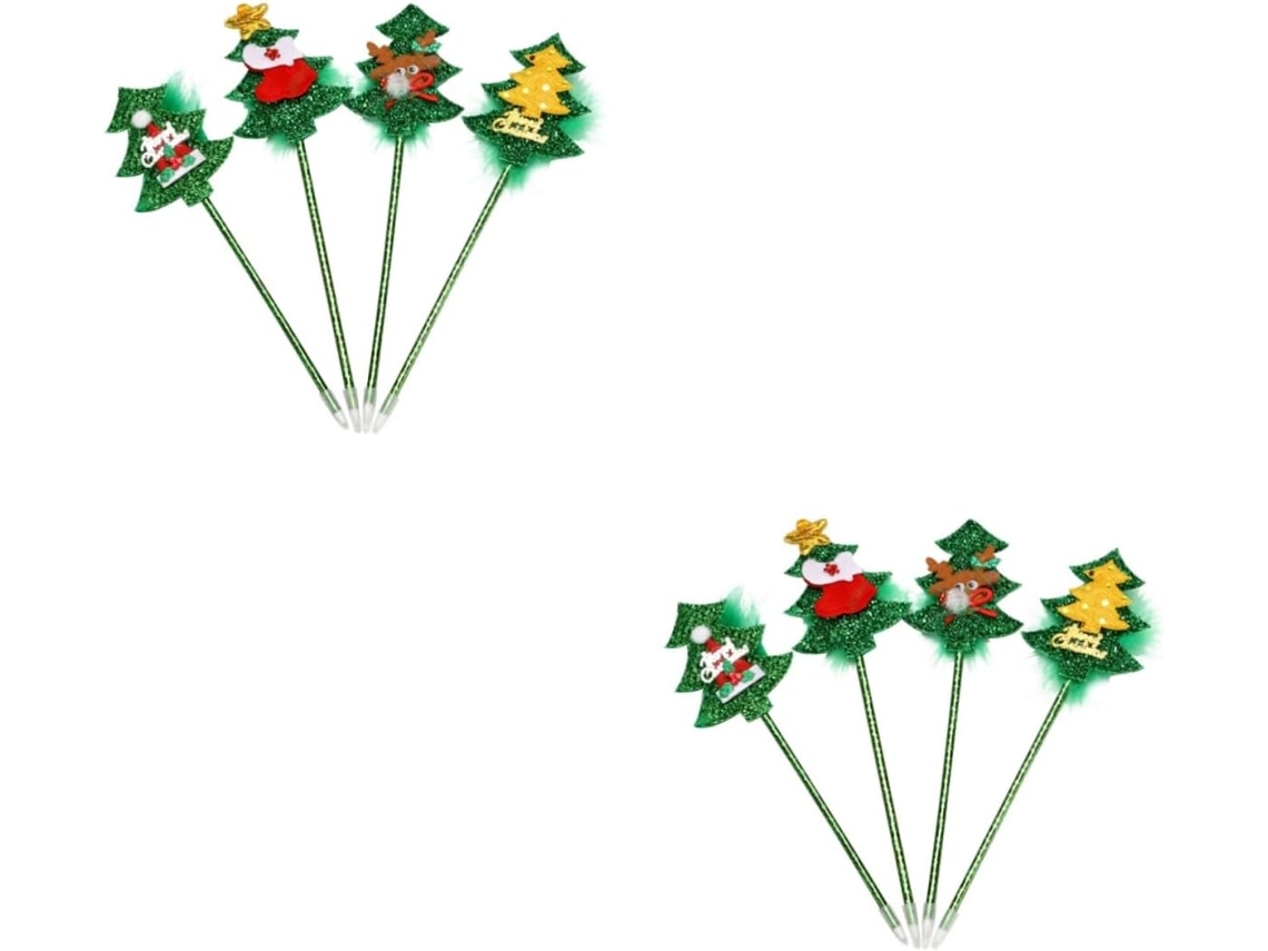 Conjunto De 8 Canetas Resina Natalinas Villcase, Caneta Esferográfica