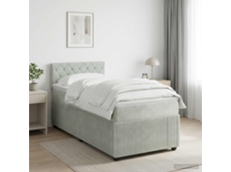 Vidaxl Cama Box Spring Com Colchão Cinzento-claro 90 X 200 Cm Veludo