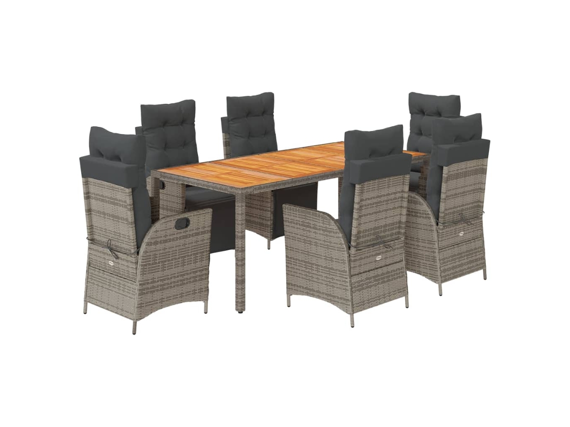 Garden Dining Set, Garden Dining Sets Vidaxl Cinzeto Rattan / Vime (mesa Com 190 Cm De Comprimento)