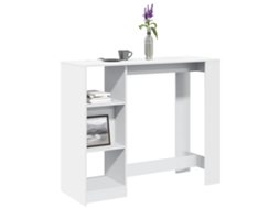 Vidaxl Mesa De Bar Com Prateleiras Derivados De Madeira Branco