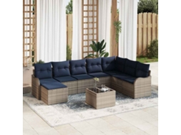 Vidaxl Conjunto De Sofá De Jardim Cinzeto Vime Pe
