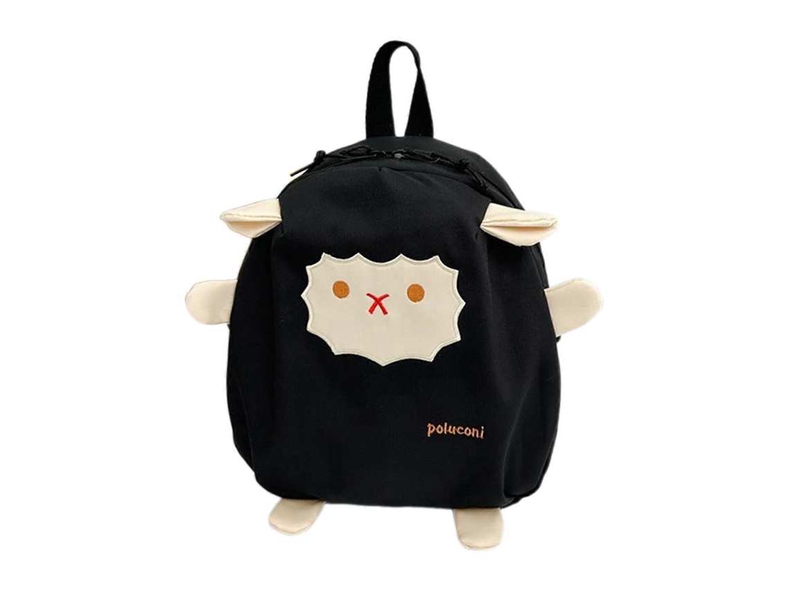 Mochila Infantil Feminina Com Estampa De Ovelha, Estilo Japonês, Transversal, Para Viagens, Escolar E Ideal Para Jardim De Infância. Preta.