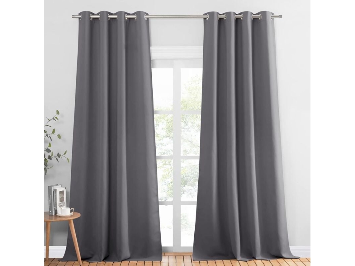 Cortina Blackout Térmica, Para Janela, Quarto E Sala, Ilhós, Alças Superiores, Privacidade, Lavável, 2 Peças, 140 X 240 Cm, Cinza
