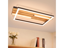 Luminária De Teto Led Moderna Nettlife De 38 Cm E 24 W, Em Madeira, Retangular, Preta, 3000 K Branco Quente, Ideal Para Sala De Estar, Quarto