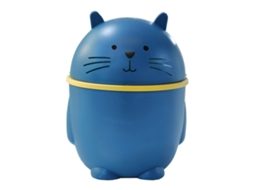 Lixo de mesa com tampa plástico fofo mini lixeira multiuso para escritório lar azul