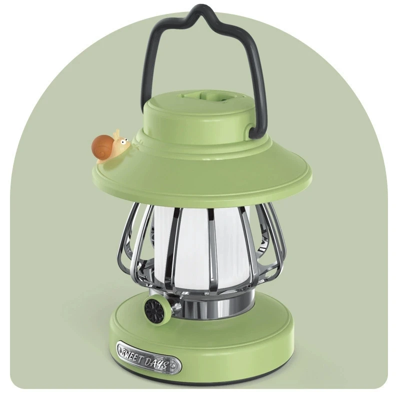 Lanterna portátil MDUG recarregável para camping, mini, com bateria, verde