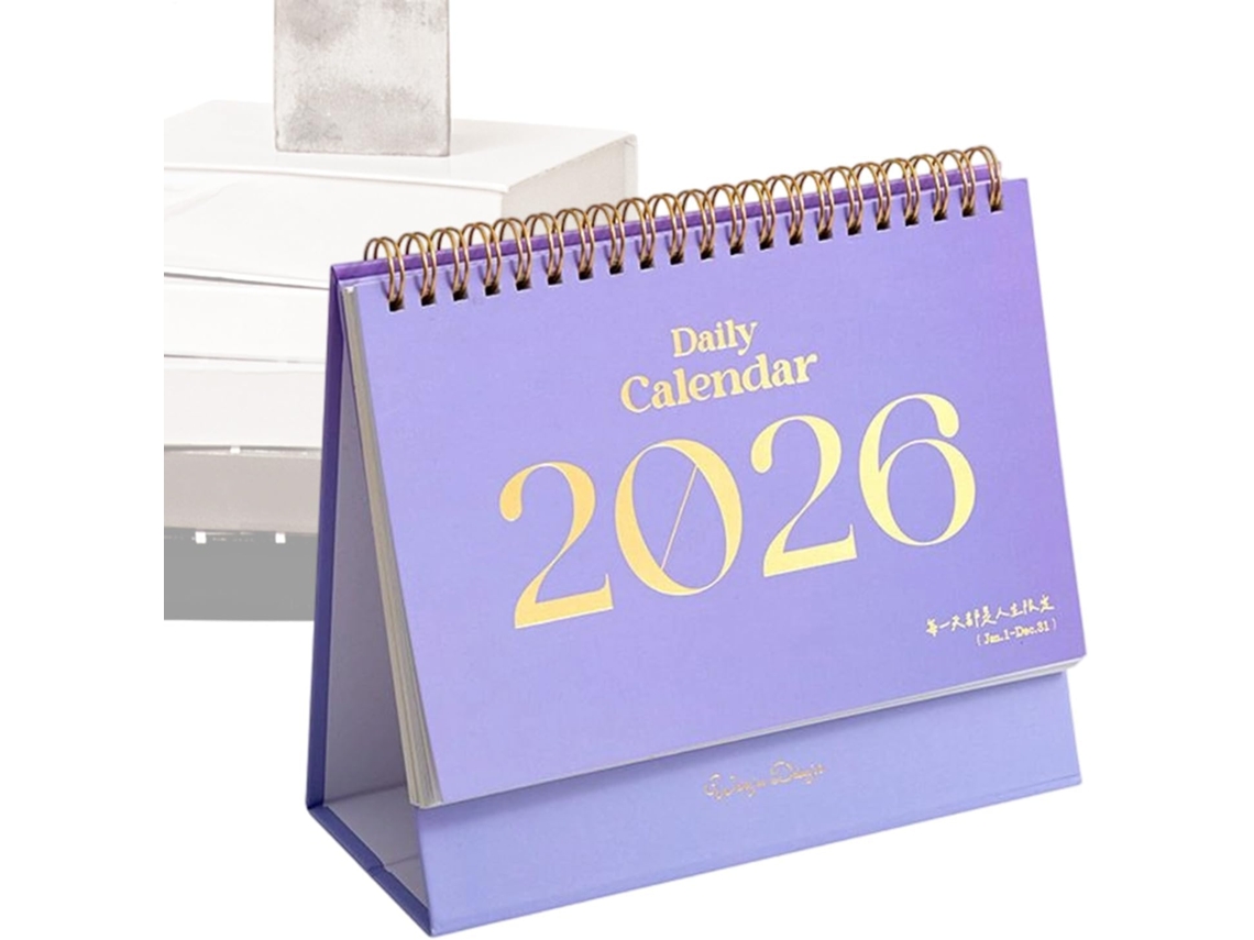 Calendário de Mesa 2026, Decoração com 2 para em Capa Dura, Adesivos, Usar Pé, Casa, Estudo, Viagens, Escola, CHABERLU
