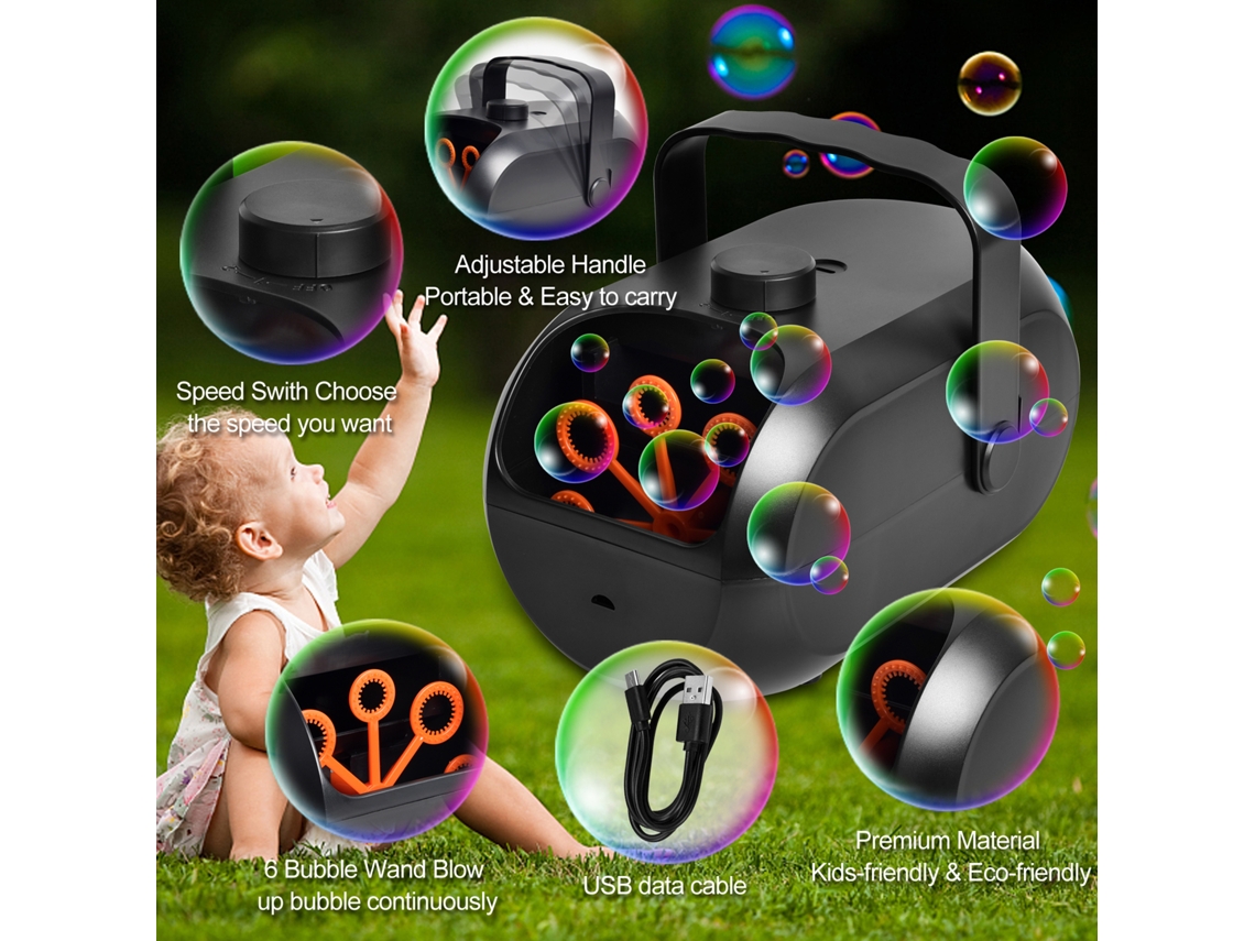 Máquina De Bolhas Automática Portátil Recarregável Produz 4800+ Bolhas/minuto Para Crianças Festas Casamentos Interior Exterior